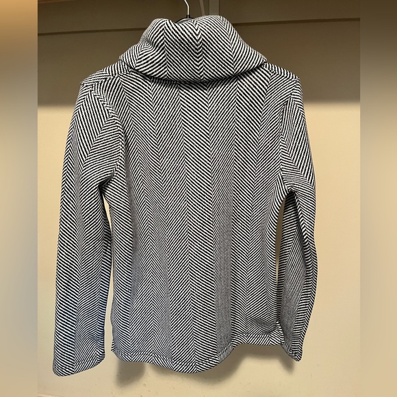 J. Crew Black and White Chevron Cowl Neck Sweatshirt - Picture 6 of 10